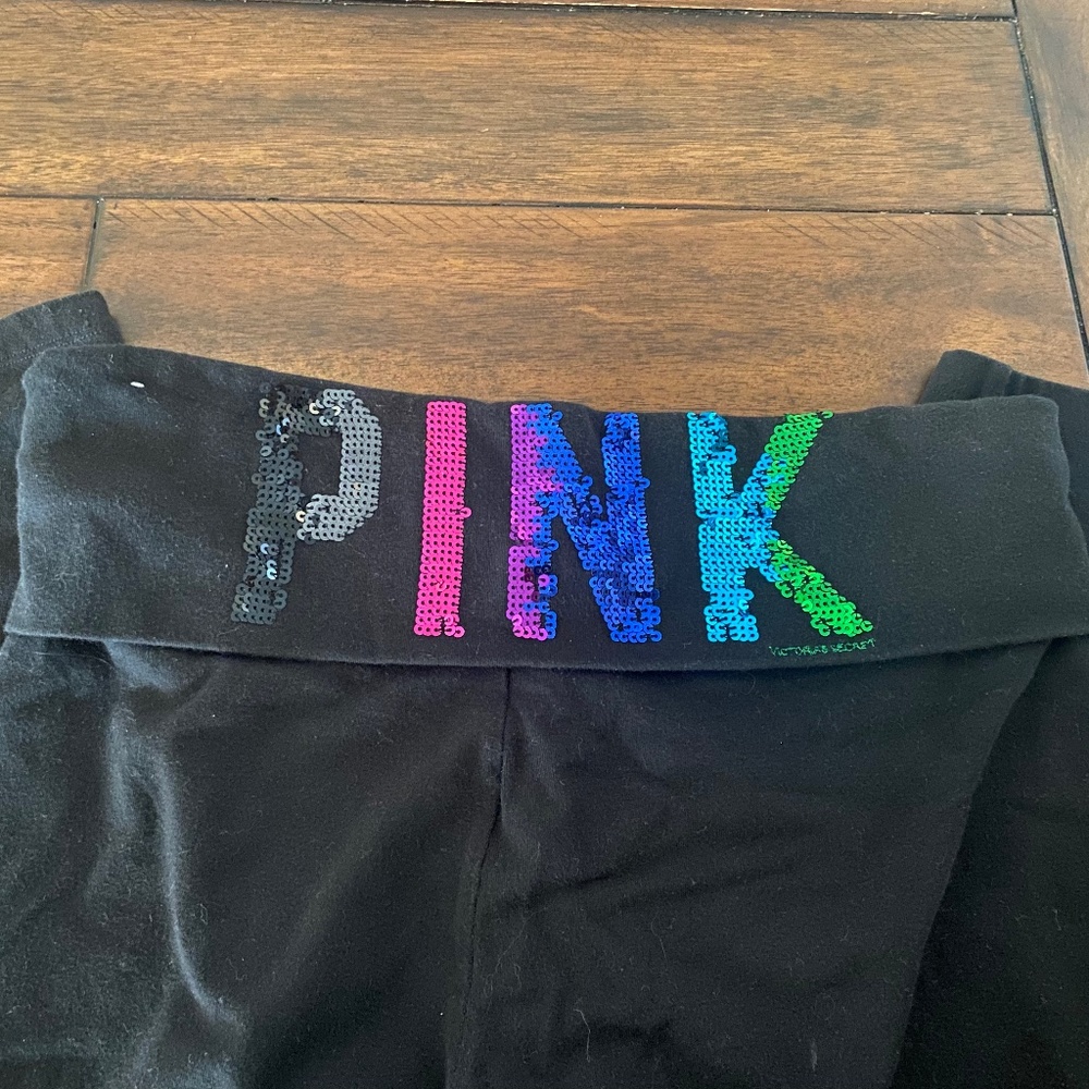 PINK sparkle black leggings